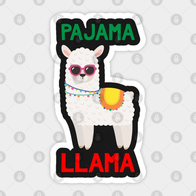 Pajama Llama - Funny Christmas Pajama Llama Sticker by kdpdesigns